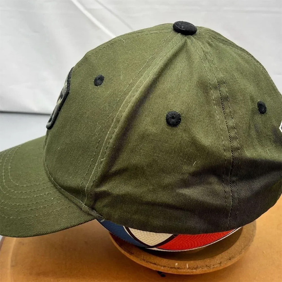 Melonwear Men's Olive Green Baseball Cap w/ American Flag Lighthouse Patch - Picture 4 of 7